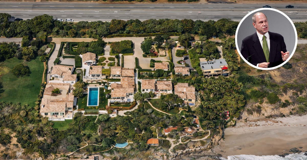An aerial view of Michael Eisner's Malibu home