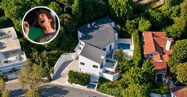 Aerial view of Albert Hammond Jr.'s Hollywood Hills Home.