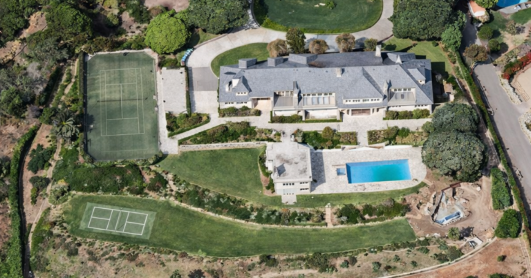 An aerial view of Dr Laura Schlessinger's home for sale in Santa Barbara