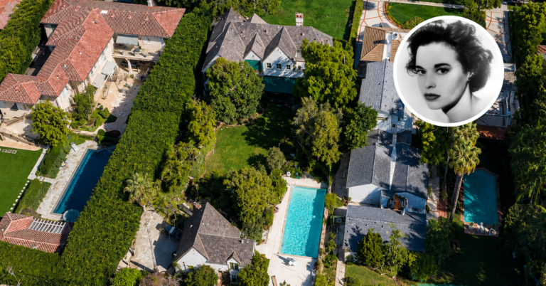 Aerial view of Gloria Vanderbilt’s Former Beverly Hills Estate.