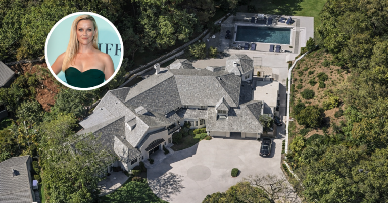 An aerial view of Reese Witherspoon's former Brentwood home which she sold in 2022.