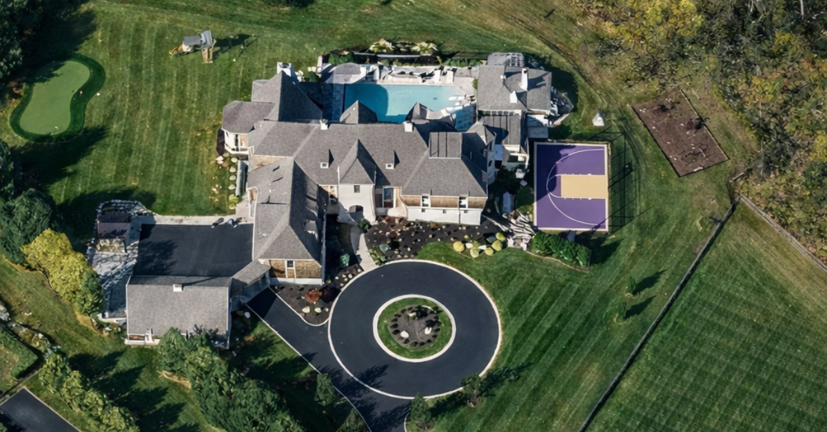 An aerial view of Saquon Barkley's home in Malvern, PA