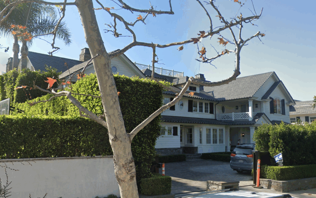 Street view of Adam Levine’s Former Pacific Palisades Estate.