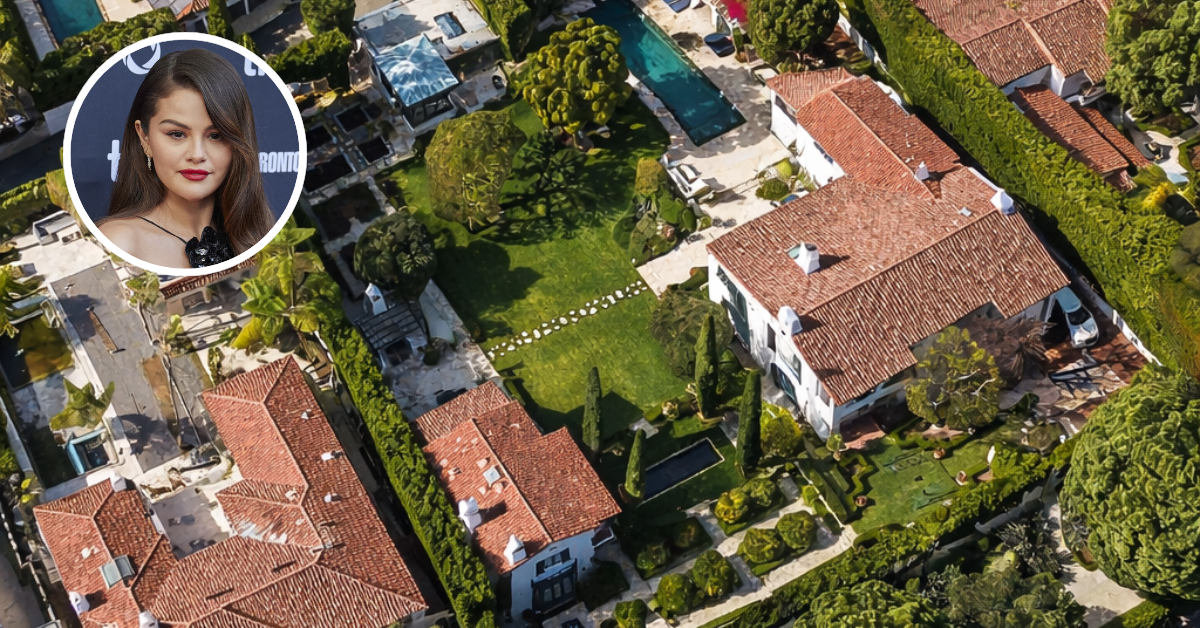 An aerial view of Selena Gomez and Blenny Blanco's home in Beverly Hills.