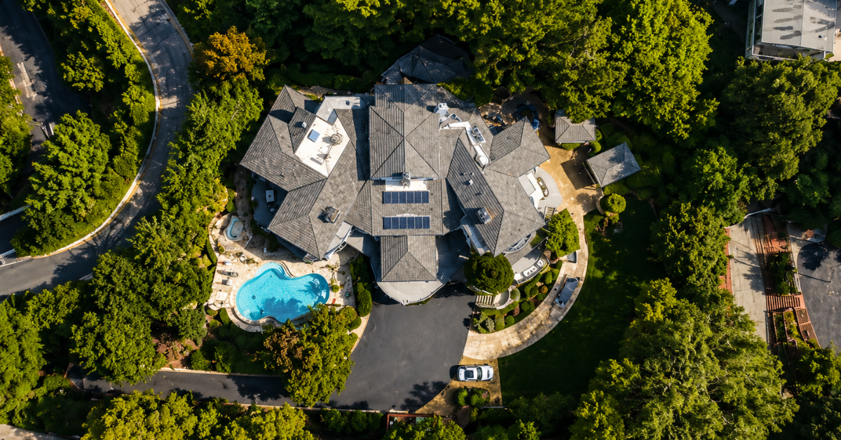 Aerial view of Selena Gomez's Encino Home.