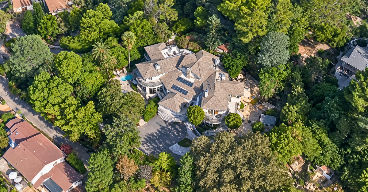 Aerial view of Selena Gomez's Encino Home.