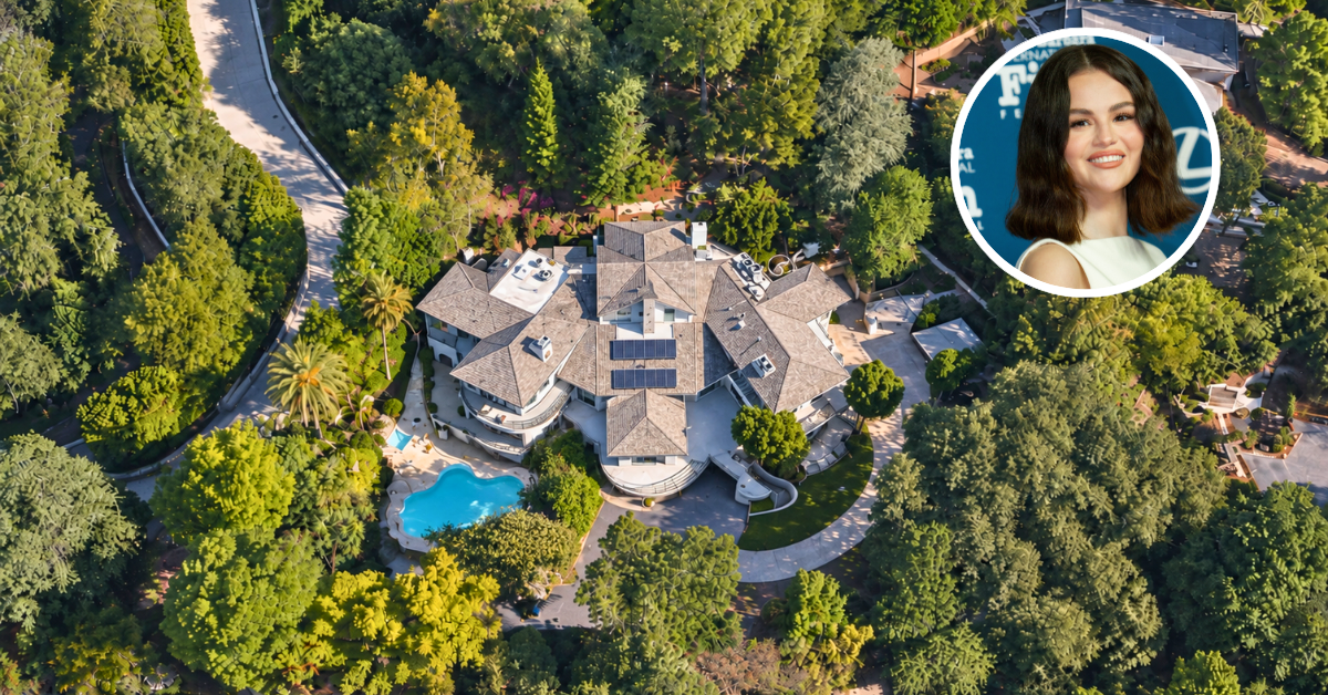 Aerial view of Selena Gomez's Encino Home.