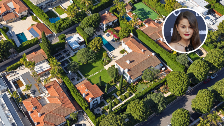 An aerial view of Selena Gomez and Blenny Blanco's home in Beverly Hills.