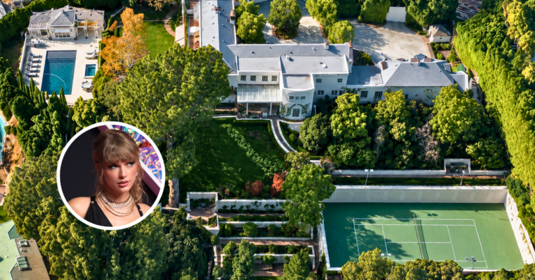 An aerial view of Taylor's Swift mansion in Beverly Hills known as the Goldwyn Estate.