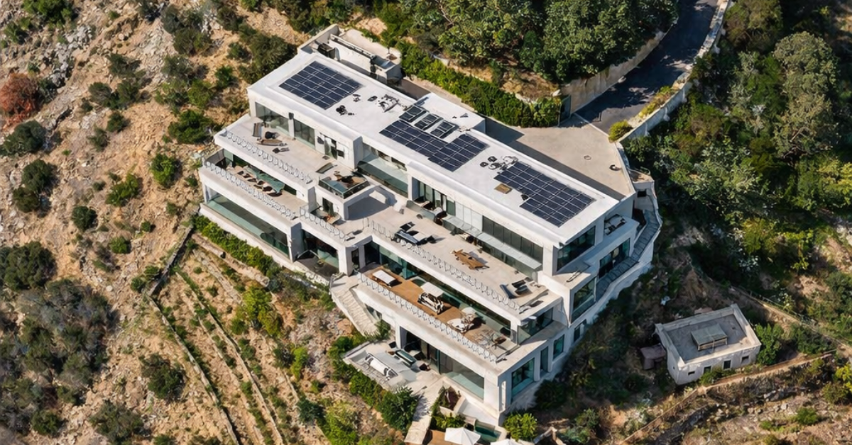 An aerial view of Flipagram Founder Farhad Mohit's home for sale in Bel Air