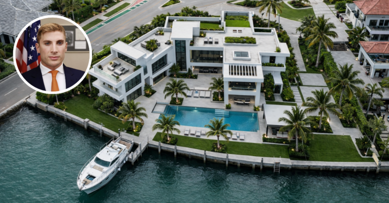 An aerial view of Jacob Helberg and Keith Rabois's Miami mansion