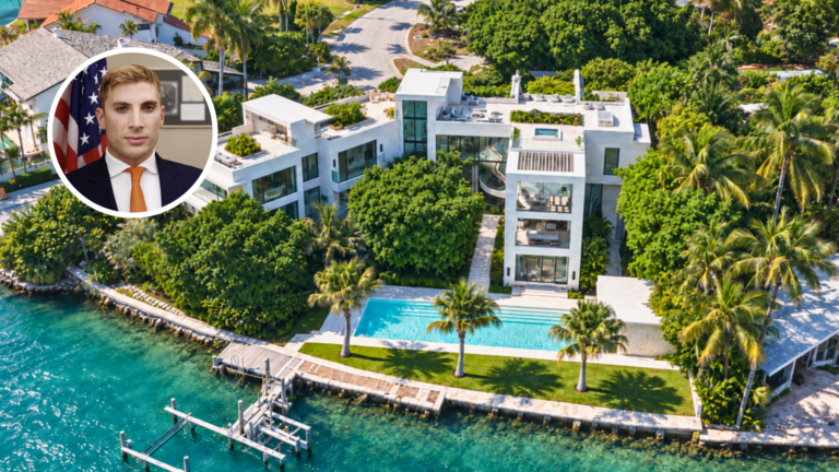 An aerial view of Jacob Helberg and Keith Rabois's Miami mansion.