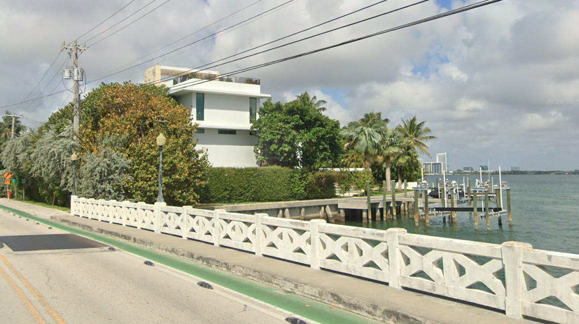 Street view of Jacob Helberg and Keith Rabois's Miami mansion