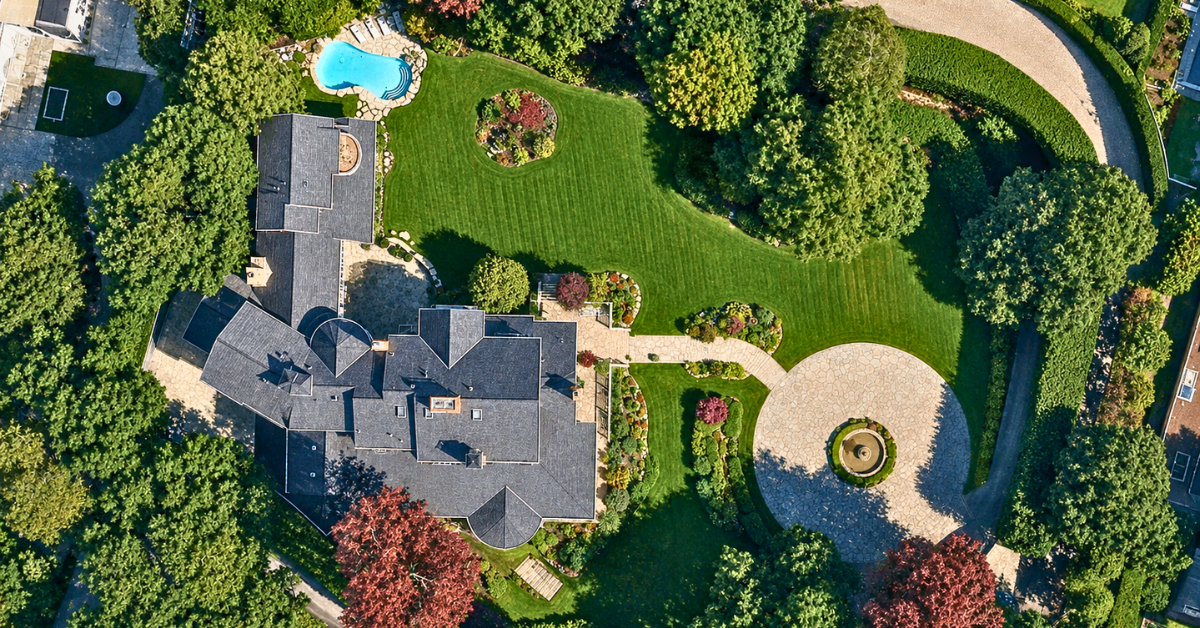Aerial view of Dennis Franz's Montecito estate.