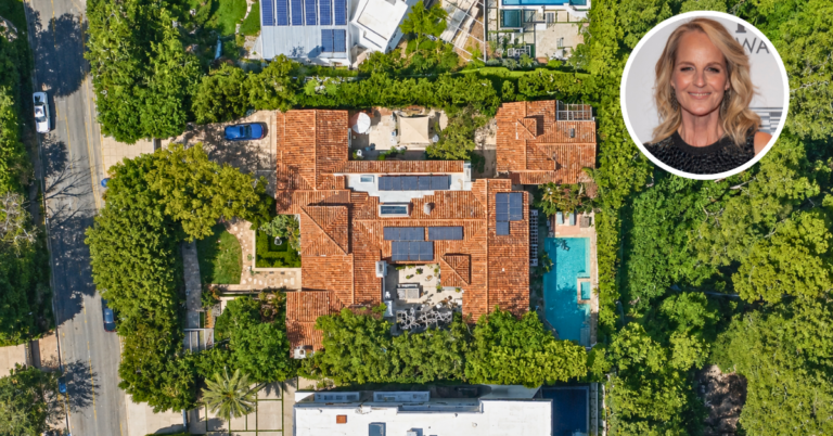 Aerial view of Helen Hunt's Spanish-Style Los Angeles Home she sold.