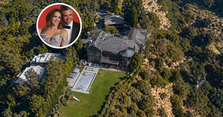 An aerial view of Jessica Alba's Beverly Hills home