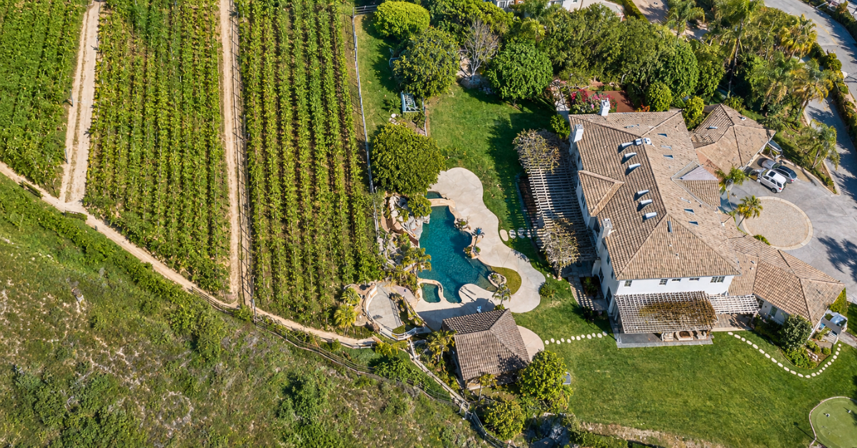 Aerial view of Kid Cudi's Calabasas mansion.