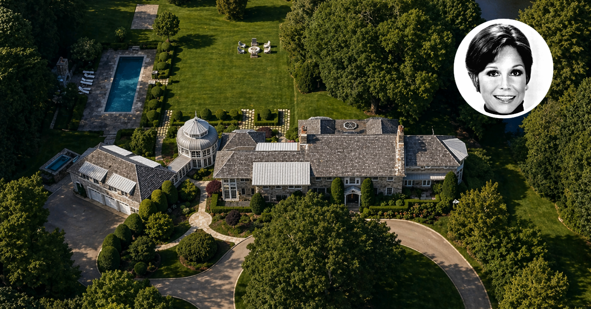 An aerial view of Mary Tyler Moore's Connecticut home