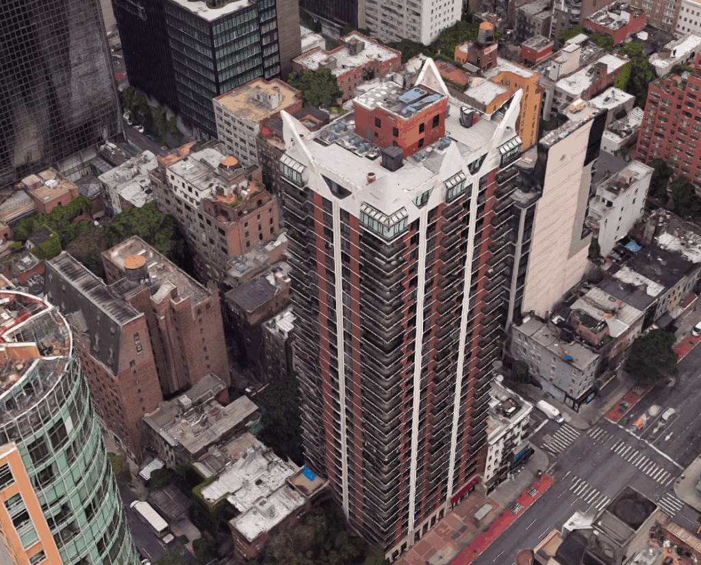 Aerial view of Rosie O'Donnell's Manhattan penthouse.