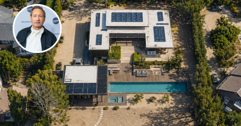 An aerial view of David Duchovny's Malibu home