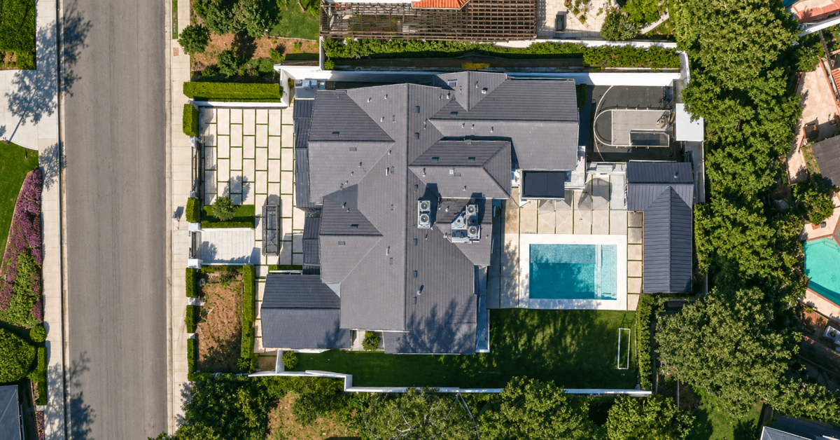 Aerial view of Dorit Kemsley's Encino house.