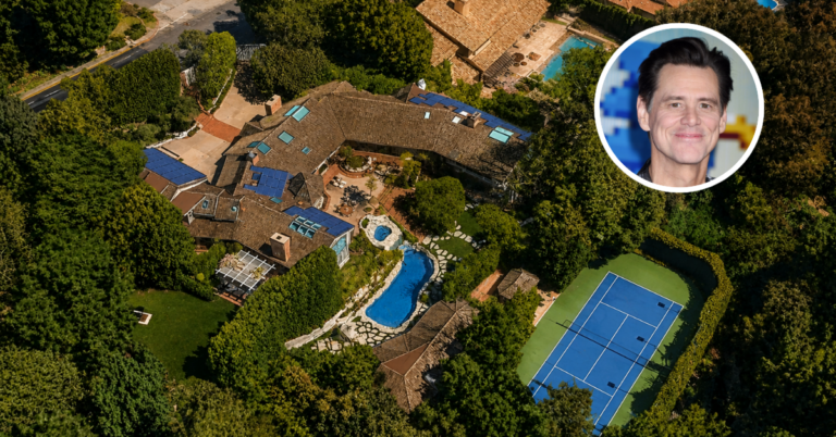 An aerial view of Jim Carrey's Brentwood Estate.