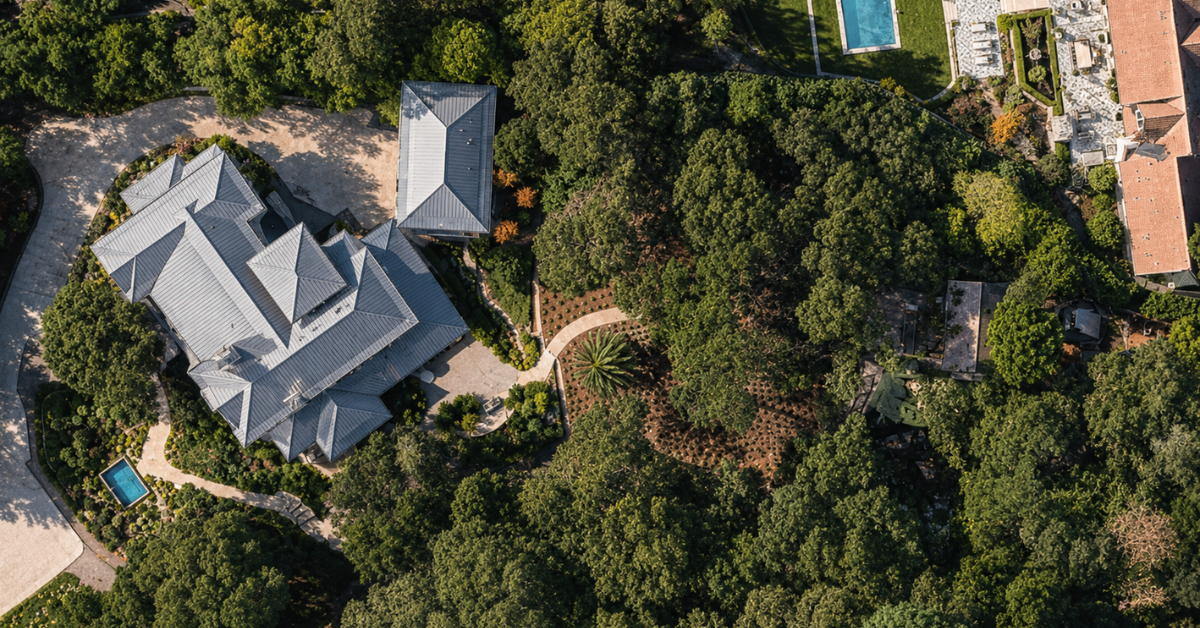 An aerial view of Meg Ryan's Montecito home that she sold in 2025 for $16.8 million.