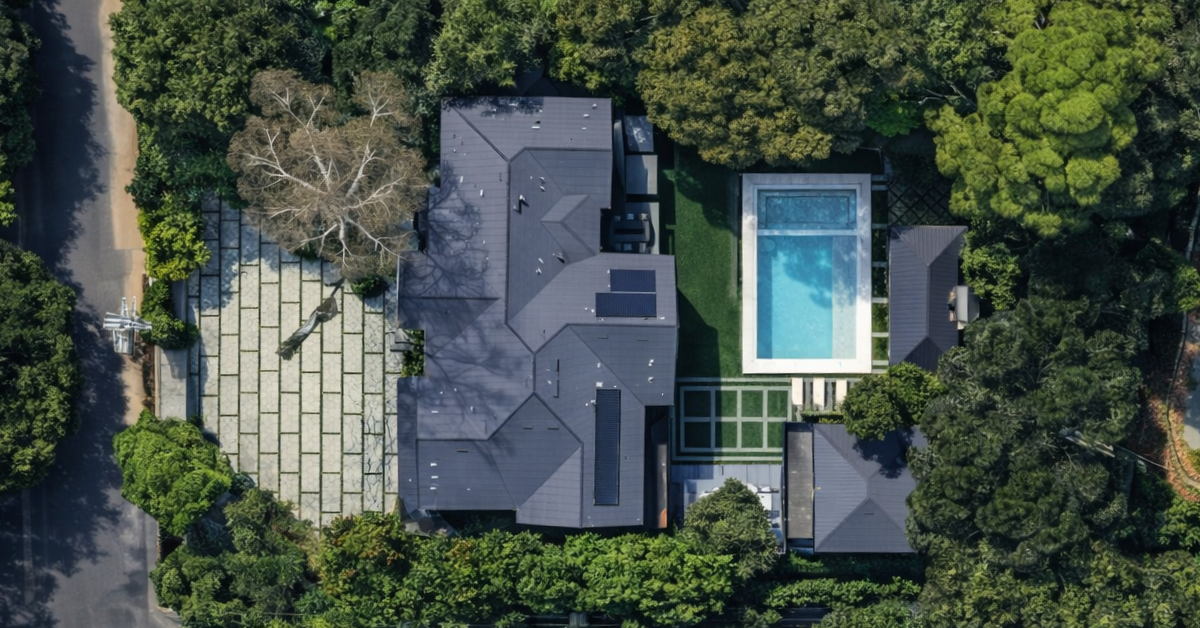 Aerial view of Michael B. Jordan's Encino Home.