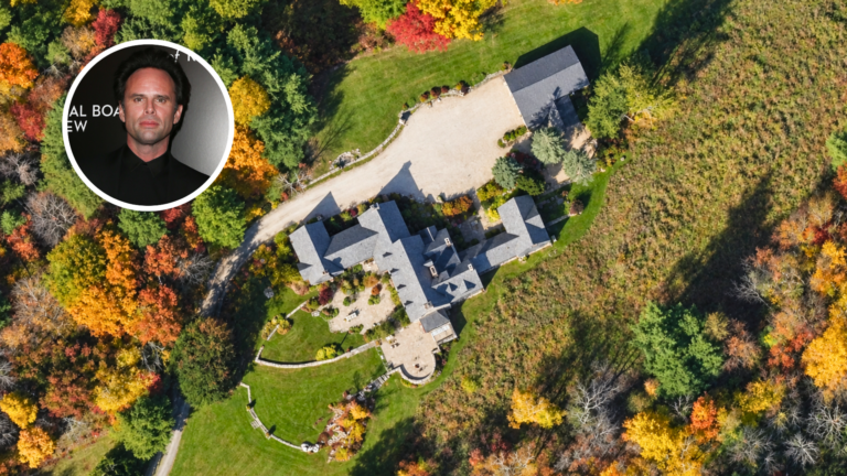 Aerial view of Walton Goggins home in the Hudson Valley.