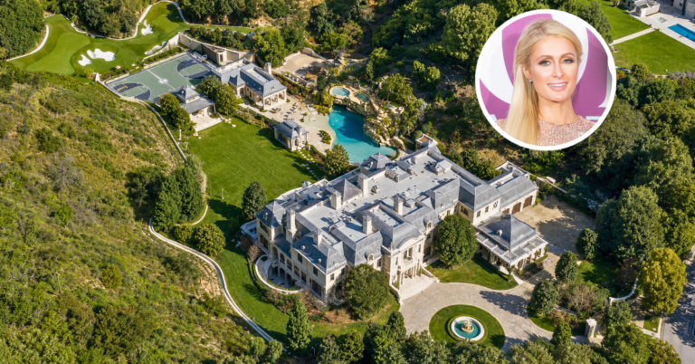 Aerial view of Paris Hilton's Beverly Hills mansion.