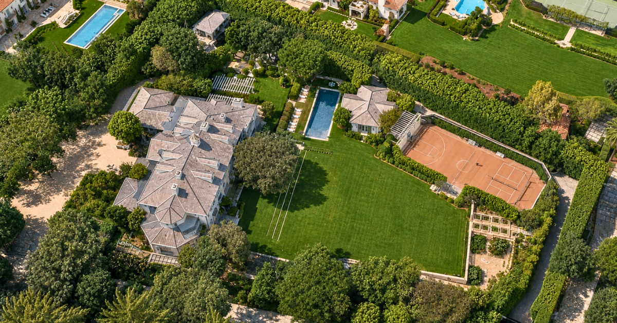 Aerial view of Adam Levine and Behati Prinsloo's Montecito home.