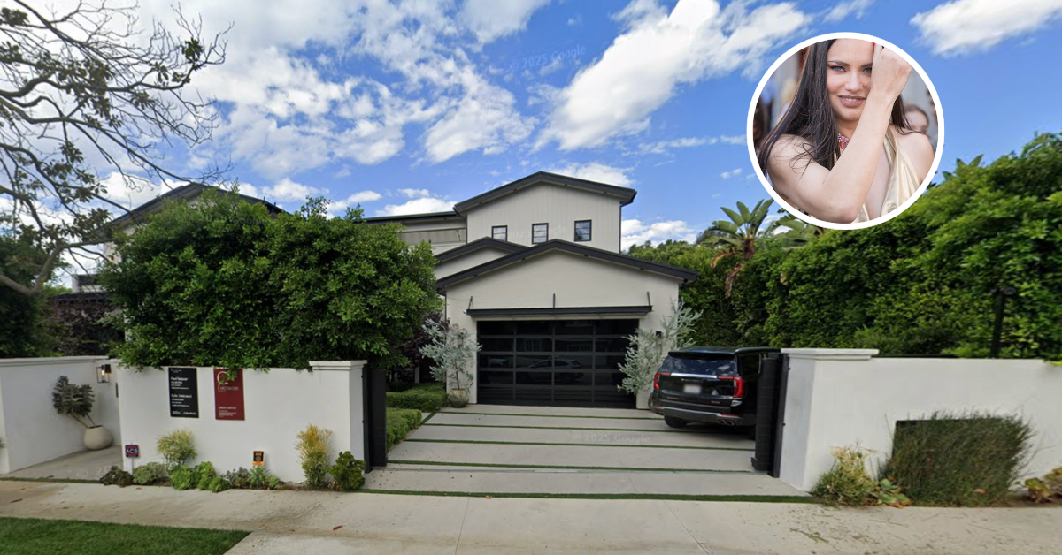 A street view of Adriana Lima's recently sold LA mansion