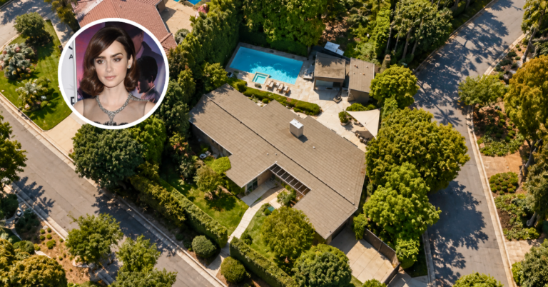 Aerial view of Lily Collins Pasadena home.