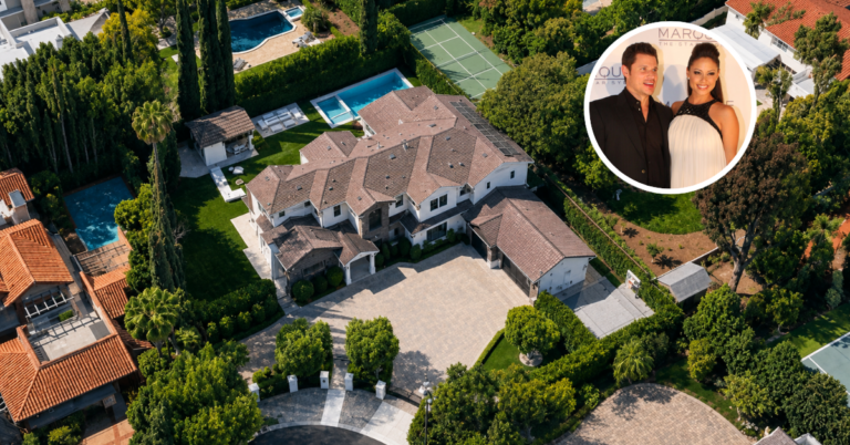 Aerial view of Nick and Vanessa Lachey's Encino home.