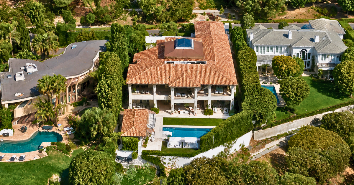 Aerial view of Chris Pratt's Pacific Palisades home for sale