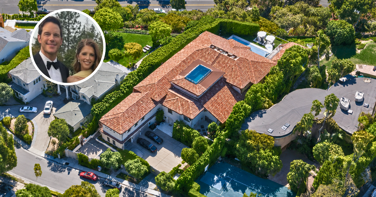 Aerial view of Chris Pratt's Pacific Palisades home for sale