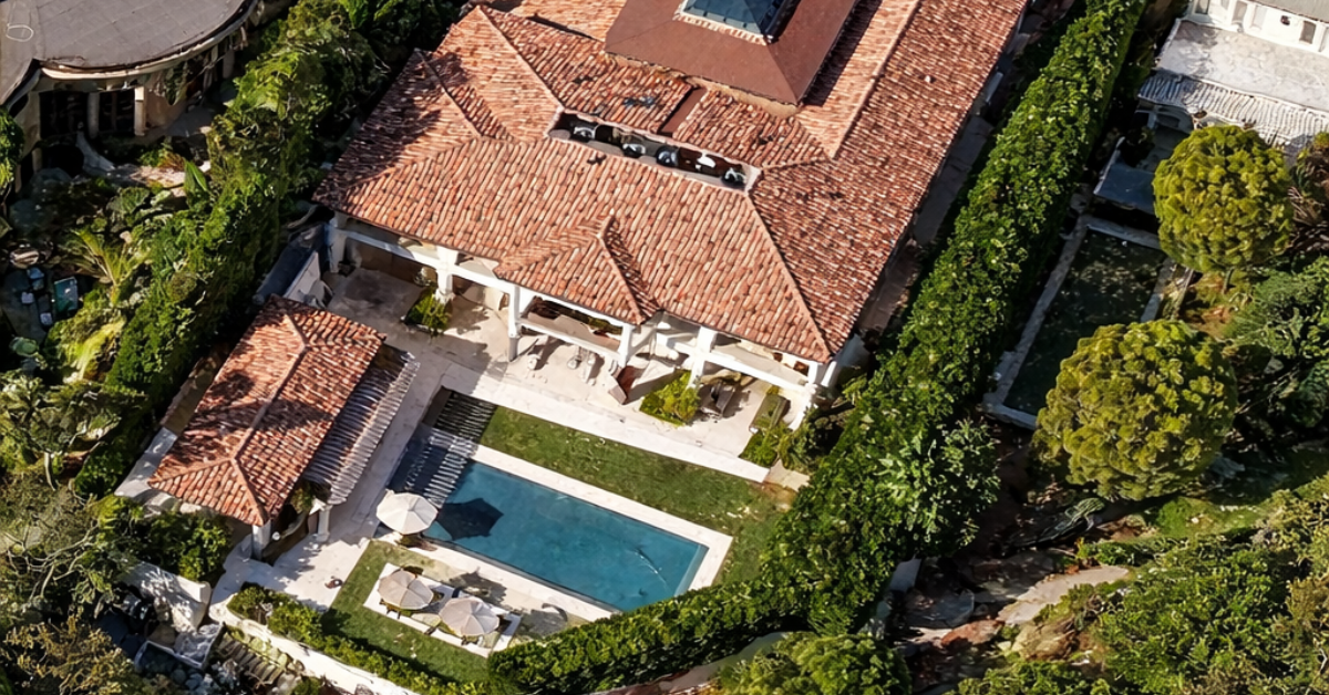 An aerial view of Chris Pratt's Pacific Palisades home for sale