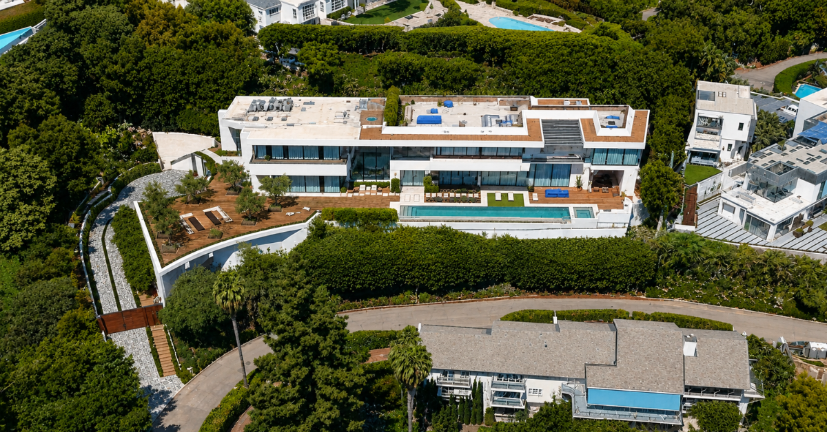 Aerial view of Erewhon co-founders LA mansion.