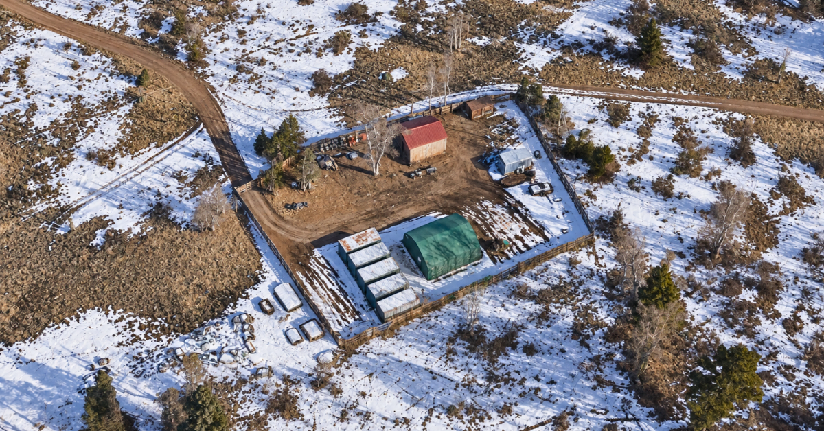 Aerial view of Aspen estate.