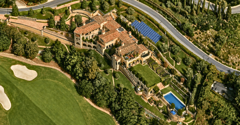 An aerial view of Paul Kessler and Diana Derycz-Kessler's LA estate