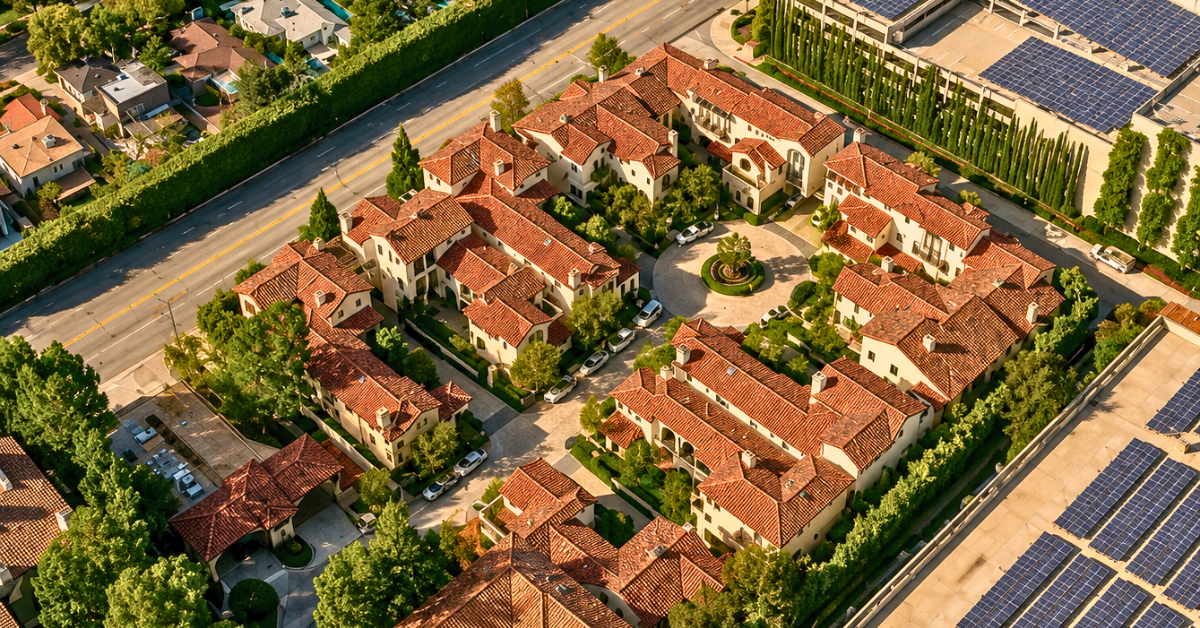 Aerial view of Bob Newhart's LA townhouse.