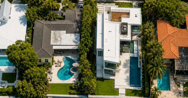 An aerial view of Matt Zingler's double lot Miami properties sold for $17.72 million