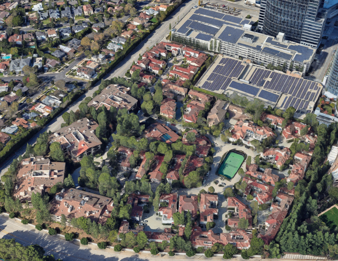 Aerial view of Bob Newhart's LA townhouse.