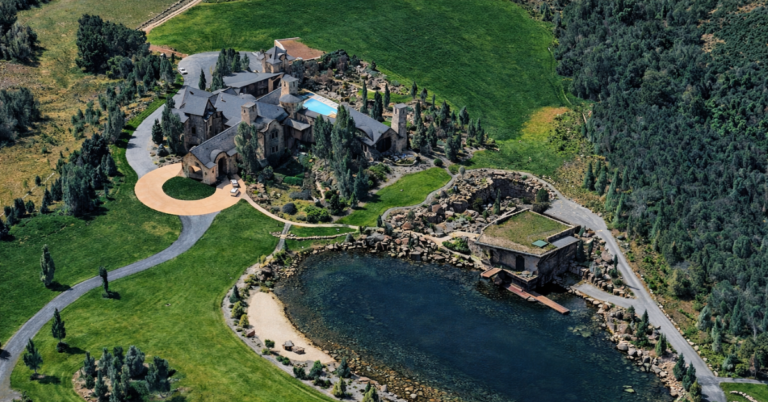 An aerial view of the Lord of the Rings Estate in Provo