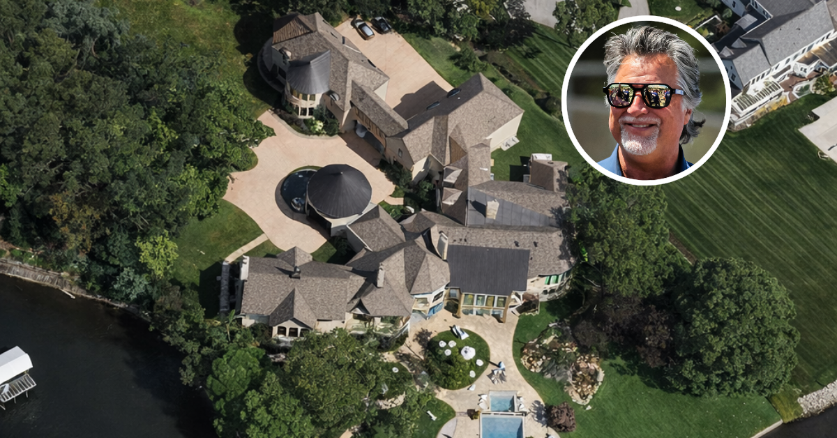 An aerial view of Michael Andretti's Indiana home
