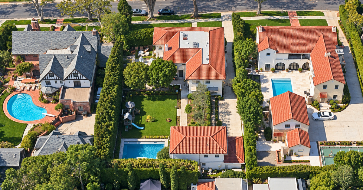 An aerial view of Mindy Kaling's Hancock Park home.