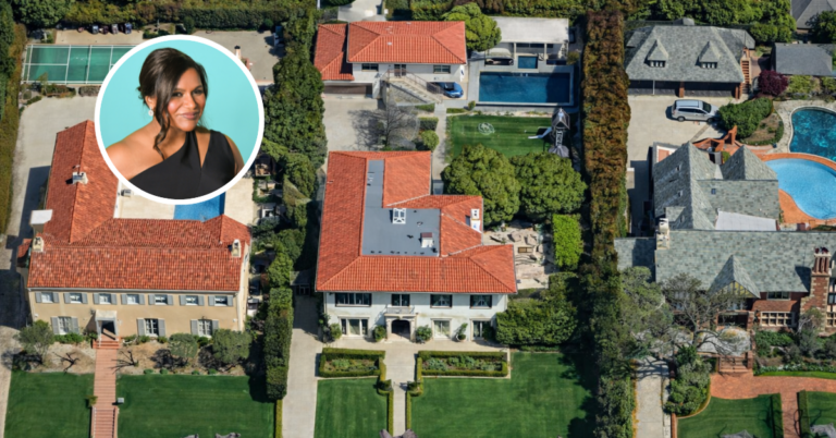 An aerial overview of Mindy Kaling's Hancock Park home.