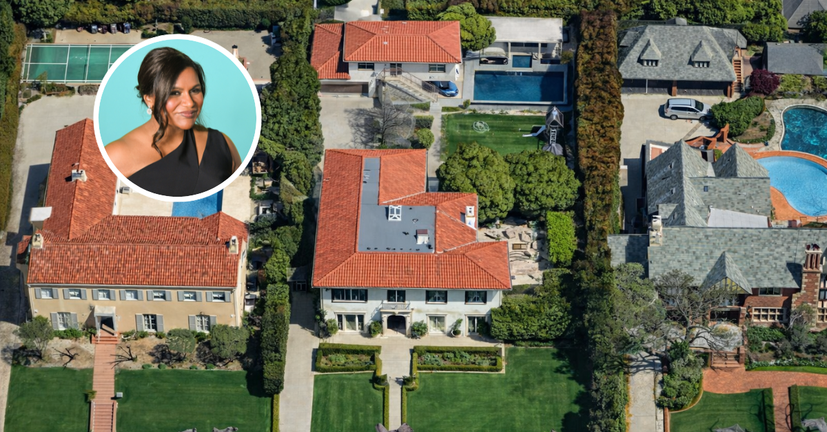 An aerial overview of Mindy Kaling's Hancock Park home.
