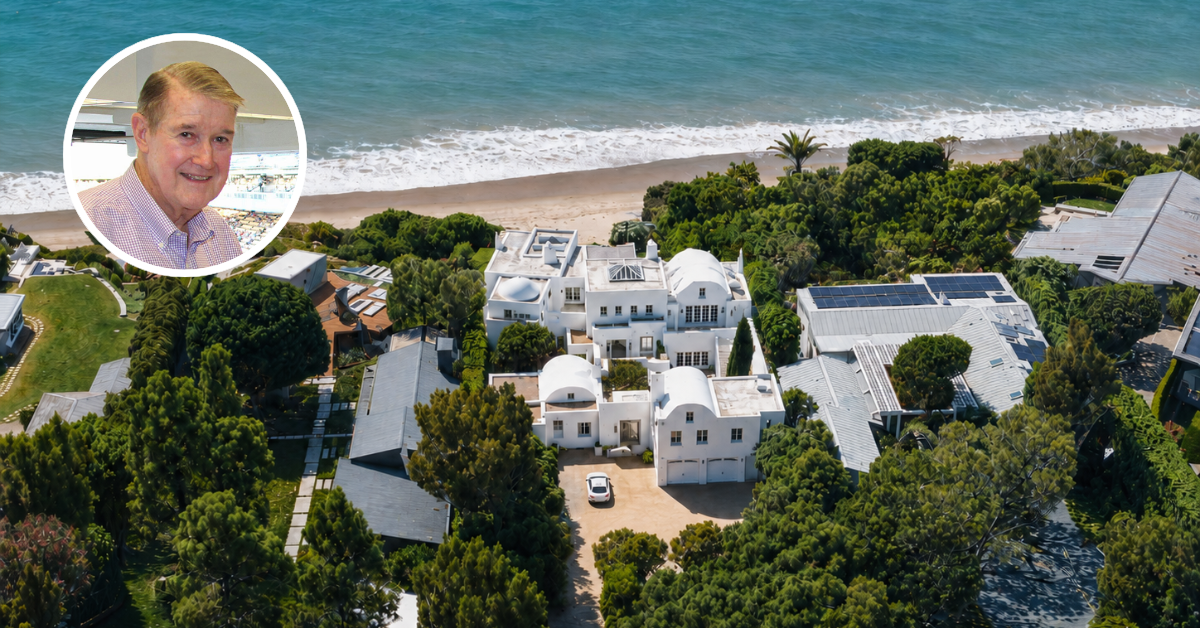 An aerial view of Peter O'Malley Malibu mansion sold for $55 million.