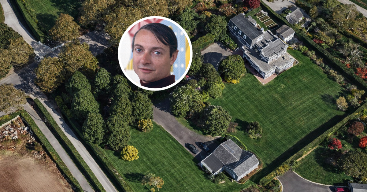 An aerial view of Roy Lichtenstein's Southampton home for sale